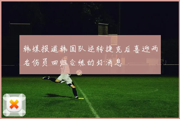 韩媒报道韩国队逆转捷克后喜迎两名伤员回归合练的好消息